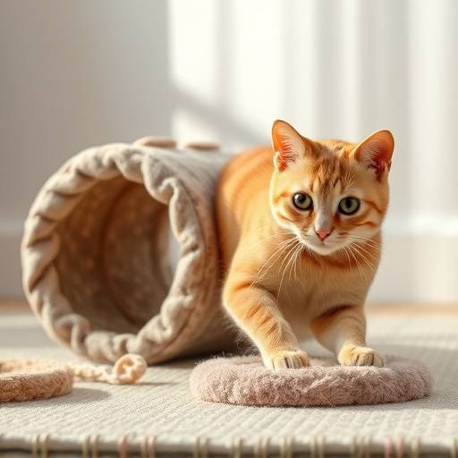 Juguetes interactivos y educativos para gatos, como t&uuml;neles y rascadores